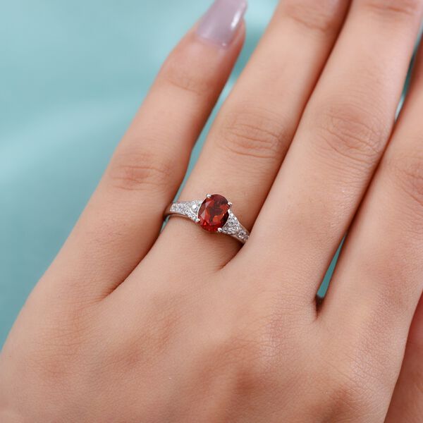 Madeira Citrin und Zirkon Solit&auml;r Ring 925 Silber Platin-&Uuml;berzug image number 3