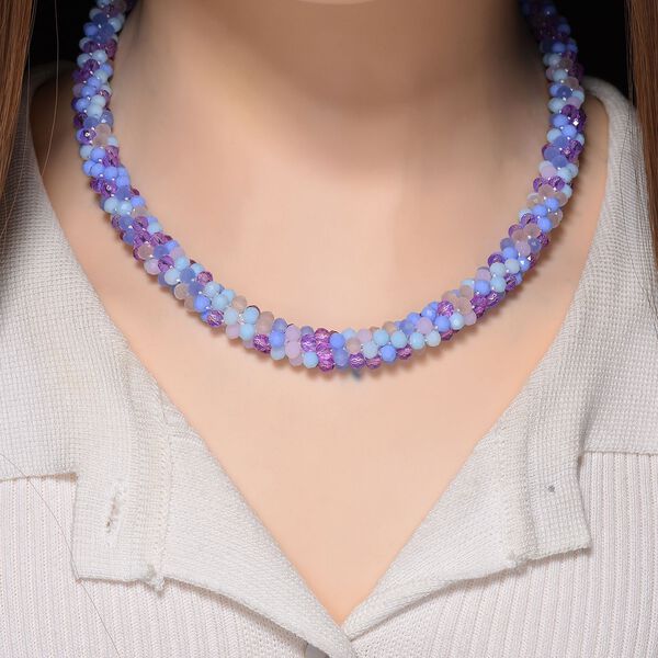 Mehrfarbige lila Kristall 45cm Halskette image number 3