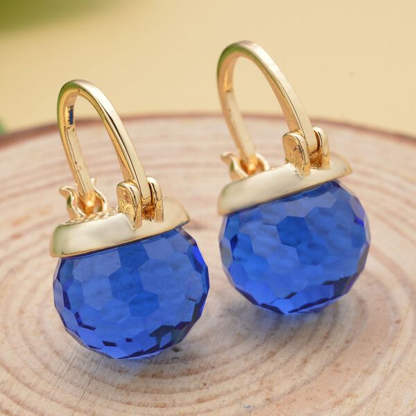 Blaue Kristall-Ohrringe, reines Messing image number 2