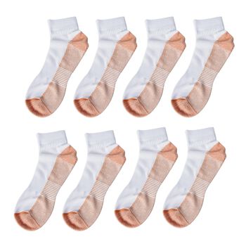 4er-Set Kupfer Socken, Gr&ouml;&szlig;e S/M, L&auml;nge 26 cm, Wei&szlig;