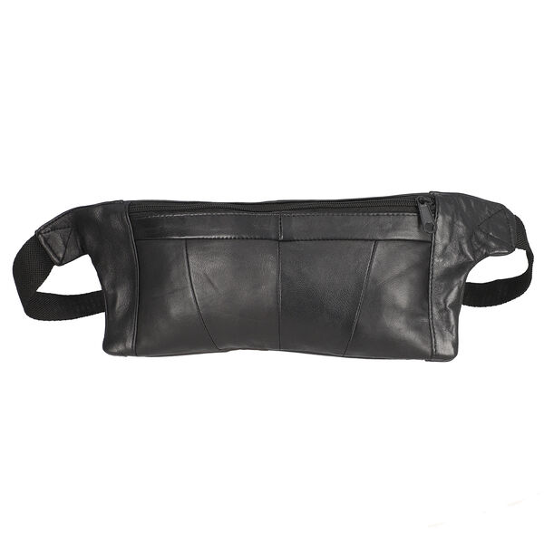 100% echtem Leder Bauchtasche, Gr&ouml;&szlig;e 37x15 cm, Schwarz image number 3