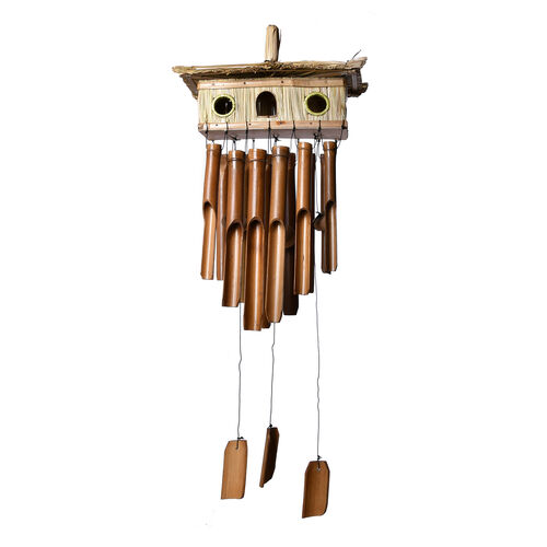 Handgemachtes Windrad aus Bambus mit Vogelhaus image number 0
