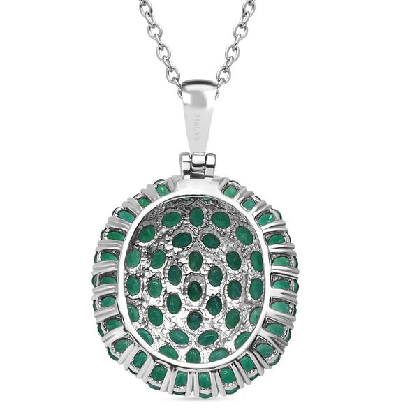 Verde Onyx Anhänger mit Kette, 316L Edelstahl ca. 9.44 ct image number 5