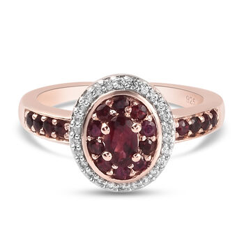 Anthill Granat und Zirkon Ring 925 Silber ros&eacute;vergoldet (Gr&ouml;&szlig;e 16.00) ca. 0,93 ct