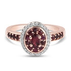Anthill Granat und Zirkon Ring 925 Silber rosévergoldet (Größe 16.00) ca. 0,93 ct