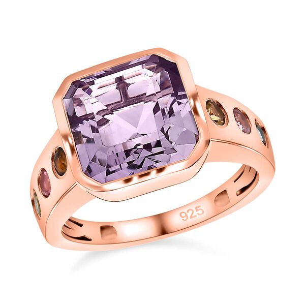 Rose De France Amethyst, mehrfarbiger Turmalin Ring, 925 Silber ros&eacute;vergoldet, (Gr&ouml;&szlig;e 17.00) ca. 5.12 ct image number 3