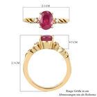 Rubin afrikanisch und Zirkon Solitär Ring 925 Silber 585 Gelbgold-Überzug image number 6