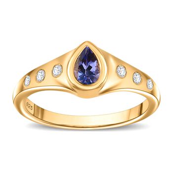 Tansanit und Zirkon Ring - 0,47 ct.