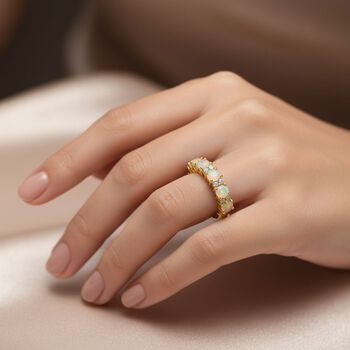 D'Joy nat&uuml;rlicher, &auml;thiopischer Welo Opal und Zirkon Ring - 0,75 ct.