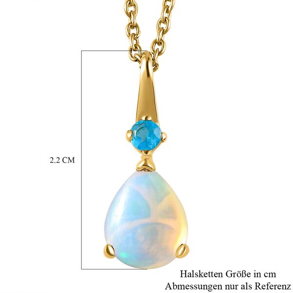 Nat&uuml;rlicher, &auml;thiopischer Welo Opal und Neon Apatit Anh&auml;nger, 925 Silber vergoldet, 1,70 ct. image number 6