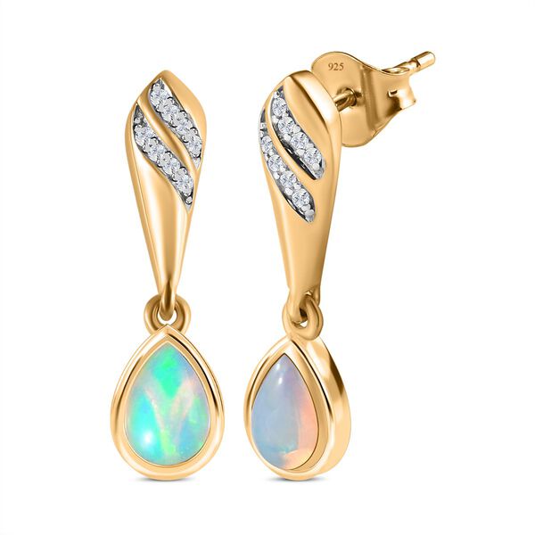 Natürliche, äthiopische Welo Opal Ohrringe, 925 Silber vergoldet ca. 1.05 ct image number 5