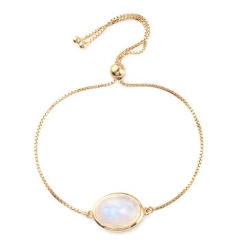 Regenbogen Mondstein Armband c.a 19 cm 925 Silber vergoldet ca. 8,71 ct