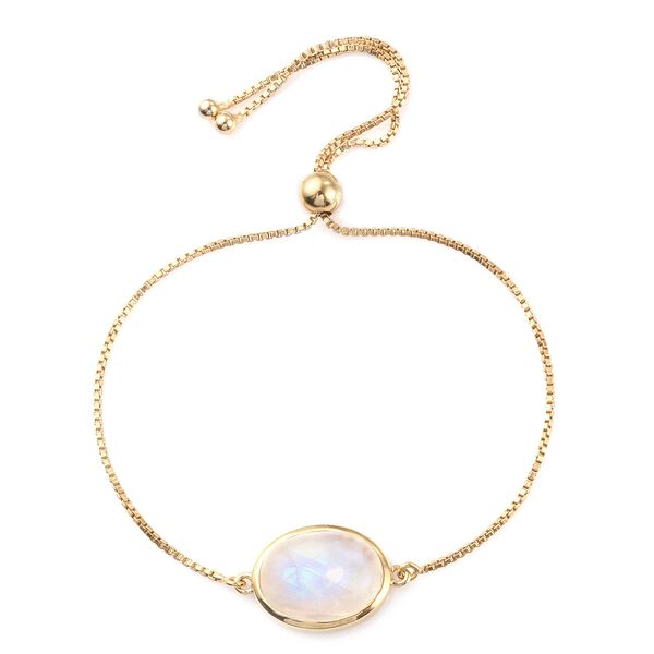 Regenbogen Mondstein Armband c.a 19 cm 925 Silber vergoldet ca. 8,71 ct