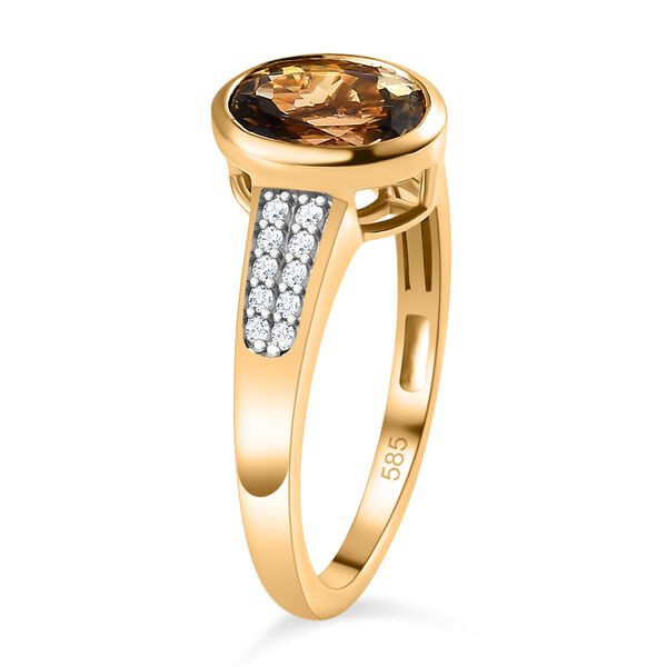 AAA nat&uuml;rlicher, goldener Tansanit und Diamant-Ring - 1,68 ct. image number 5