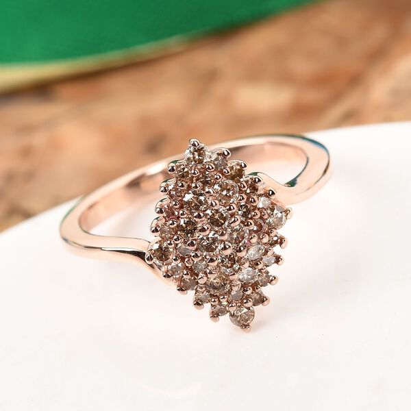 Champagner Diamant Ring 925 Silber Ros&eacute;gold Vermeil image number 6