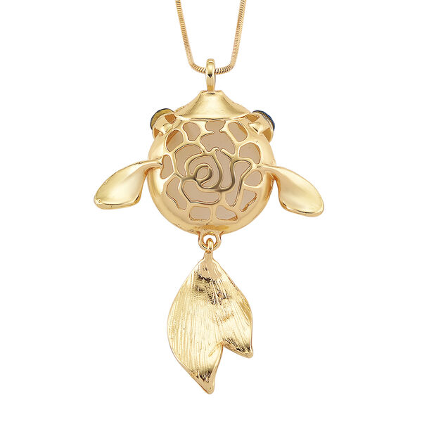 Erstellt wei&szlig;es Katzenaugen, Blau Kristall Schmuckset ca. 63.5 cm + 5 cm Exttender, Legierung emailliert, Legierung Gelb image number 5