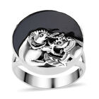 Royal Bali Kollektion - schwarzer Spinell-Ring, 925 Silber (Größe 17.00) ca. 14,23 ct image number 0