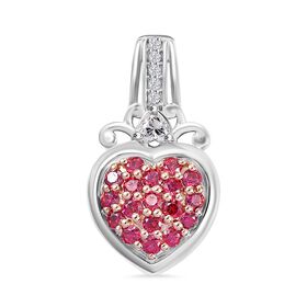 J Francis gefertigt mit SWAROVSKI- roter und weißer Swarovski Zirkonia-Herz-Anhänger