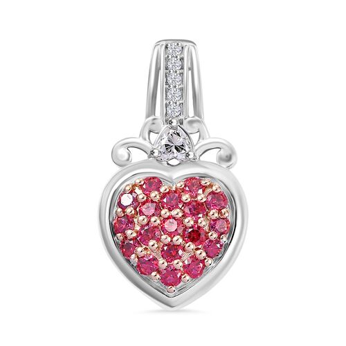 J Francis gefertigt mit SWAROVSKI- roter und weißer Swarovski Zirkonia-Herz-Anhänger image number 0