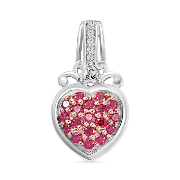 J Francis gefertigt mit SWAROVSKI- roter und wei&szlig;er Swarovski Zirkonia-Herz-Anh&auml;nger