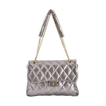 Stilvolle, gesteppte Crossbody-Tasche mit RFID Schutz, 32x23x10cm, beige