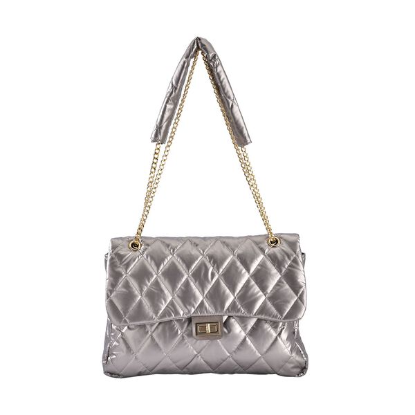 Stilvolle, gesteppte Crossbody-Tasche mit RFID Schutz, 32x23x10cm, beige