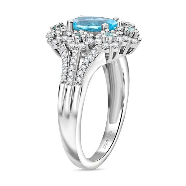 Djoy AAA Betroka Blauer Apatit Ring 925 Silber rhodiniert (Größe 17.00) ca. 2.06 ct image number 4