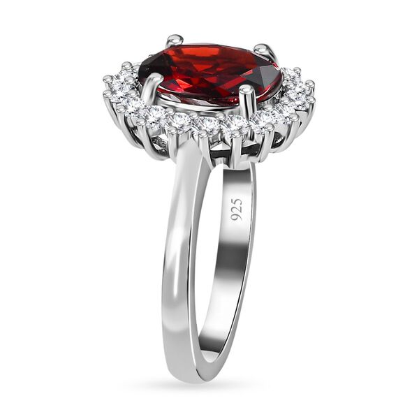 Roter Granat, Weißer Zirkon Ring, 925 Silber platiniert, (Größe 20.00) ca. 3.37 ct image number 5