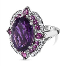 AAA Afrikanischer Amethyst, Rhodolith Granat und Zirkon-Ring - 14,16 ct.