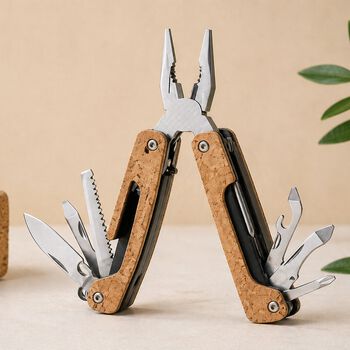 Multitool aus Kork und 316L Edelstahl (9 Funktionen). P Brown