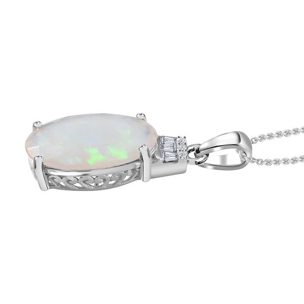 AAA Nat&uuml;rlicher, &auml;thiopischer Welo Opal, Moissanit Anh&auml;nger mit Kette, 925 Silber Platin, 925 Silber rhodiniert ca. 2.87 ct image number 5