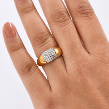 LUXURIANT SGL zertifizierter SI-GH Labor Diamant Ring, 925 Silber 750 Gelbgold Vermeil - 0,50 ct.