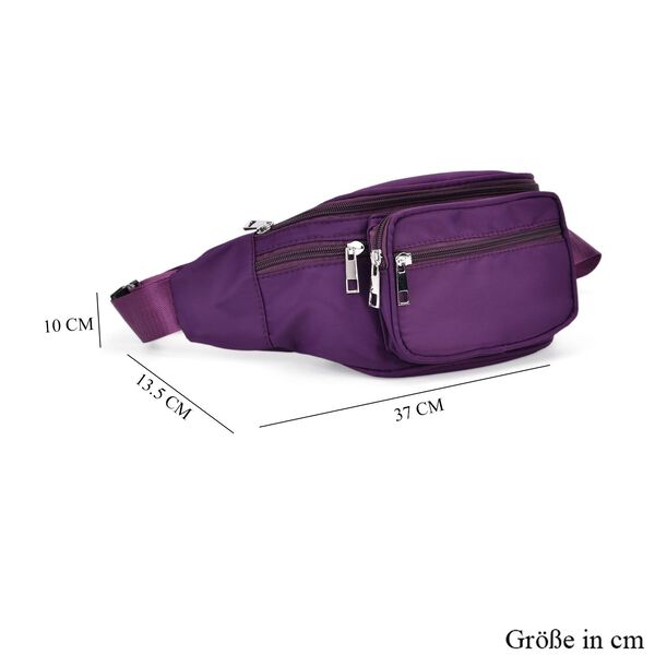 Nylon-G&uuml;rteltasche mit RFID-Schutz, 37x10x13,5cm, Lila image number 6