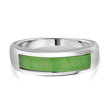 Gr&uuml;ner Jade Ring 925 Silber rhodiniert (Gr&ouml;&szlig;e 16.00) ca. 1.41 ct