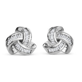 Liebesknoten weiße Diamant-Ohrstecker, 925 Silber platiniert - 0,25 ct.
