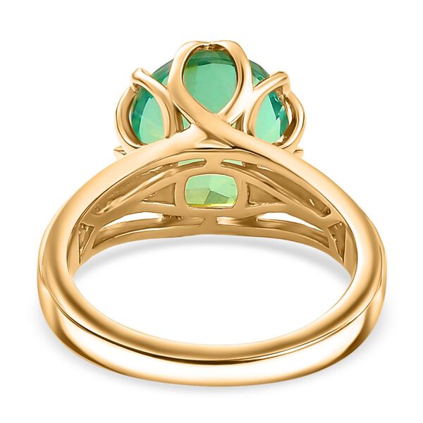 Pfau Quarz Triplette, Weißer Zirkon Ring, 925 Silber, 750 Gelbgold Vermeil (Größe 20.00), ca. 4.94 ct image number 6