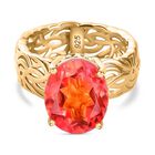 Padparadscha Quarz Triplette Ring 925 Silber 750 Gelbgold Vermeil (Größe 16.00) ca. 5.25 ct