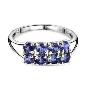 Tansanit Ring, 925 Silber platiniert (Gr&ouml;&szlig;e 16.00) ca. 0.87 ct