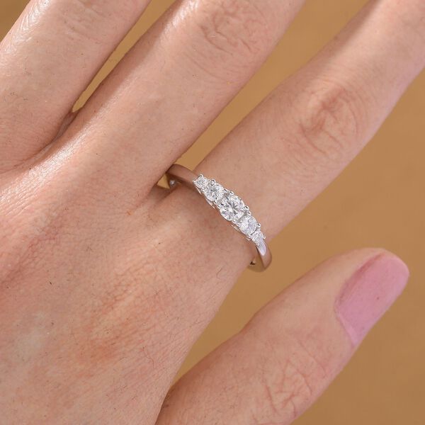 RADIANTA GRA zertifiziert Moissanit (D-VVS) Ring 925 Silber rhodiniert (Größe 18.00) ca. 0.49 ct image number 3