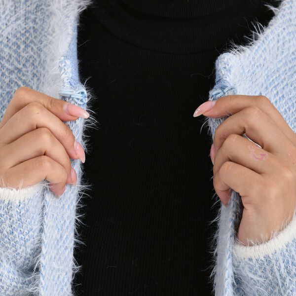 Kuschelweicher, langer &Uuml;bergangs-Cardigan mit 2 Taschen, Blau image number 6