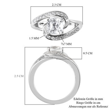 LUSTRO STELLA Hergestellt mit ZIRKONIA Ring 925 Silber Rhodium-&Uuml;berzug (Gr&ouml;&szlig;e 17.00) ca. 3,55 ct
