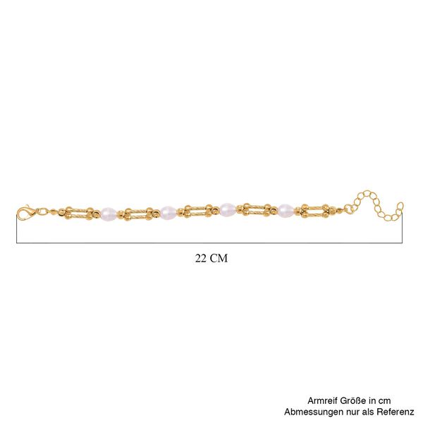 Weiße Süßwasser Perle Armband ca. 18 cm + 5 cm Extender, Standard gelb vergoldet image number 4