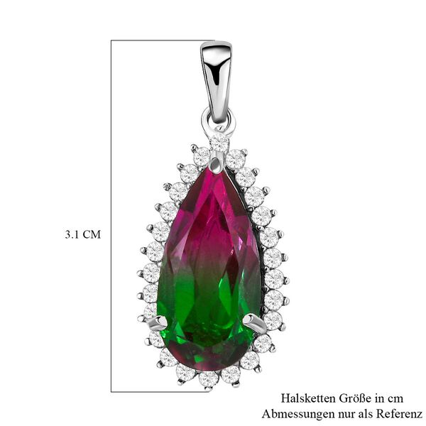 Wassermelonen-Quarz-Triplet und Zirkon Halo-Anh&auml;nger in Silber image number 6