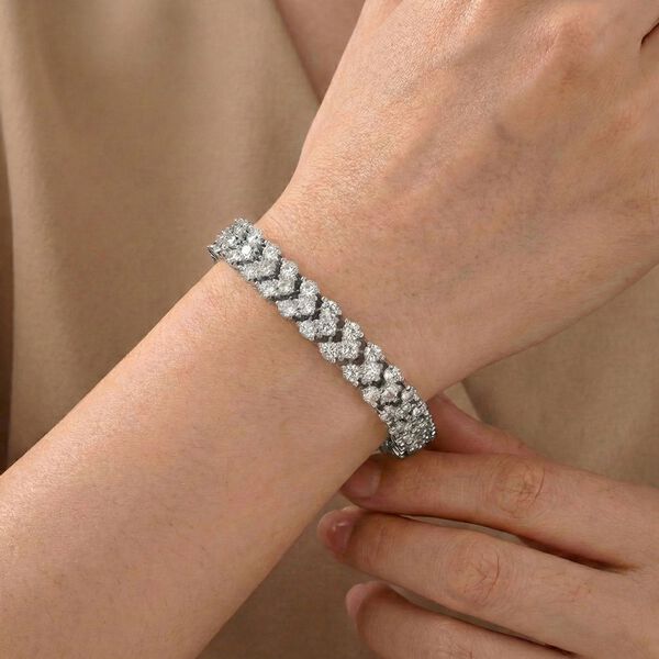 Wei&szlig;er Zirkonia Armband ca. 19 cm Nickelfreies Messing, Silberfarben image number 2