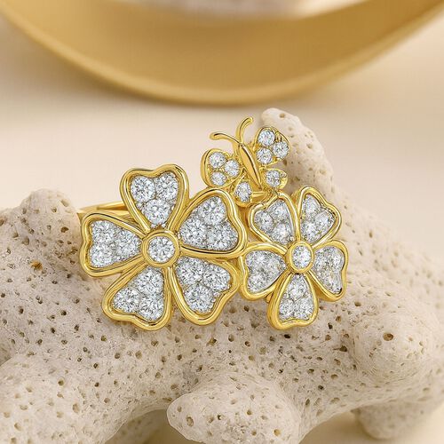 LUXURIANT DIAMOND -Lab Grown Diamant SI-GH Ring 925 Silber 750 Gelbgold Vermeil (Größe 17.00) ca. 1.00 ct image number 2