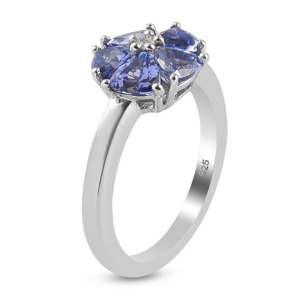 Tansanit und Zirkon Ring 925 Silber Platin-&Uuml;berzug image number 4