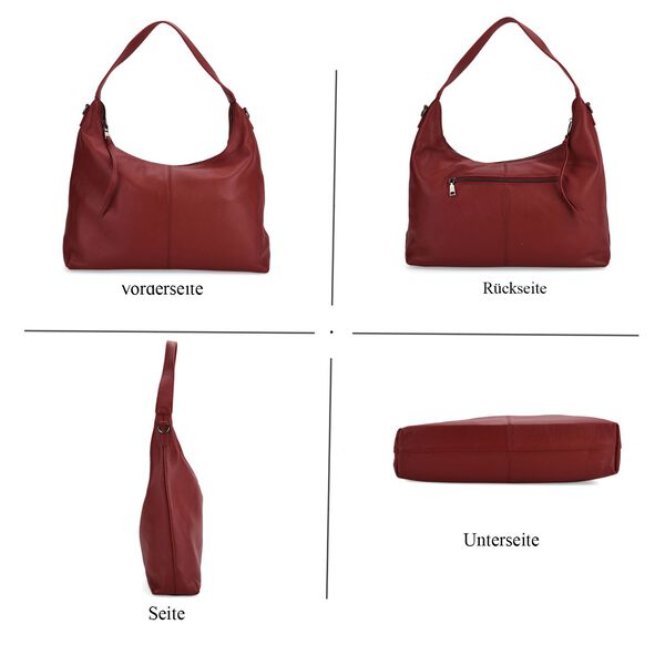 Echtleder-Hobo-Bag mit abnehmbarem Schulterriemen, 41x10x35 cm, Weinrot image number 5