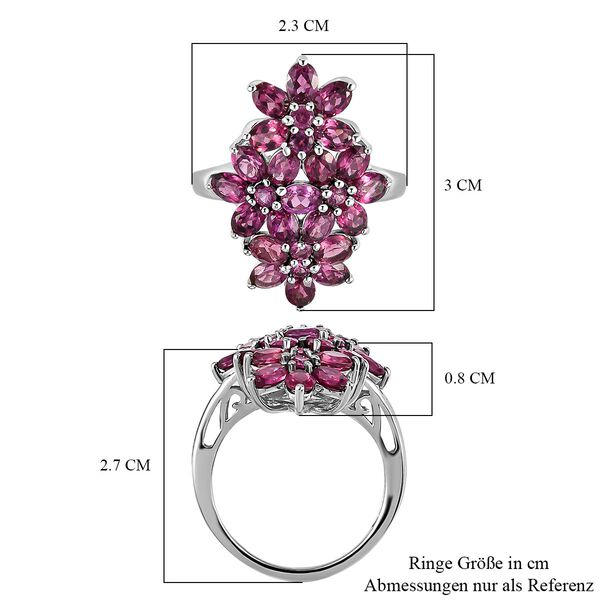 Rhodolith Granat-Ring, 925 Silber platiniert  ca. 3,62 ct image number 7
