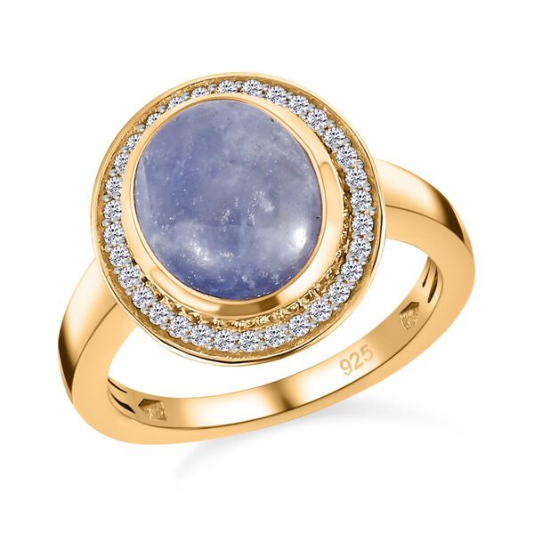 Nat&uuml;rlicher Hackmanit und wei&szlig;er Zirkon-Ring, 925 Silber Gelbgold Vermeil (Gr&ouml;&szlig;e 17.00) ca. 3,49 ct image number 4