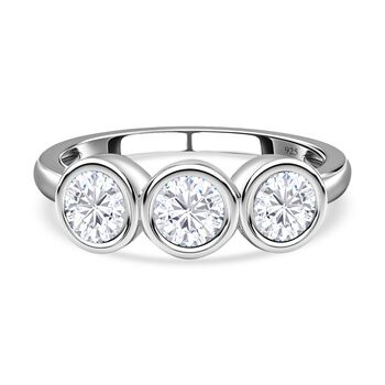 Moissanit Ring, 925 Silber platiniert (Gr&ouml;&szlig;e 21.00) ca. 1.30 ct